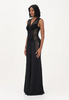 ELISABETTA FRANCHI Abito lungo nero da donna con inserti in rete trasparente ABR4362E2 110 ELISABETTA FRANCHI 