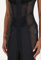 ELISABETTA FRANCHI Abito lungo nero da donna con inserti in rete trasparente ABR4362E2 110 ELISABETTA FRANCHI 