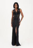 ELISABETTA FRANCHI Abito lungo nero da donna con inserti in rete trasparente ABR4362E2 110 ELISABETTA FRANCHI 