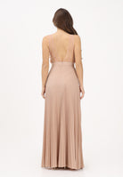 ELISABETTA FRANCHI Abito lungo nude da donna in tulle e jersey lurex ABR4462E2 X81 ELISABETTA FRANCHI 