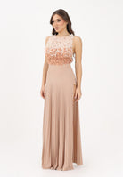 ELISABETTA FRANCHI Abito lungo nude da donna in tulle e jersey lurex ABR4462E2 X81 ELISABETTA FRANCHI 