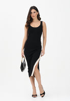 ELISABETTA FRANCHI Abito midi in maglia nero da donna con bande a contrasto AM03S61E2 685 ELISABETTA FRANCHI 