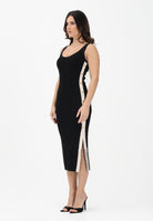 ELISABETTA FRANCHI Abito midi in maglia nero da donna con bande a contrasto AM03S61E2 685 ELISABETTA FRANCHI 
