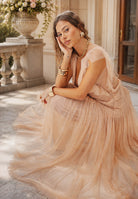 ELISABETTA FRANCHI Abito lungo nude da donna in tulle AR80J62E2 EA1 ELISABETTA FRANCHI 