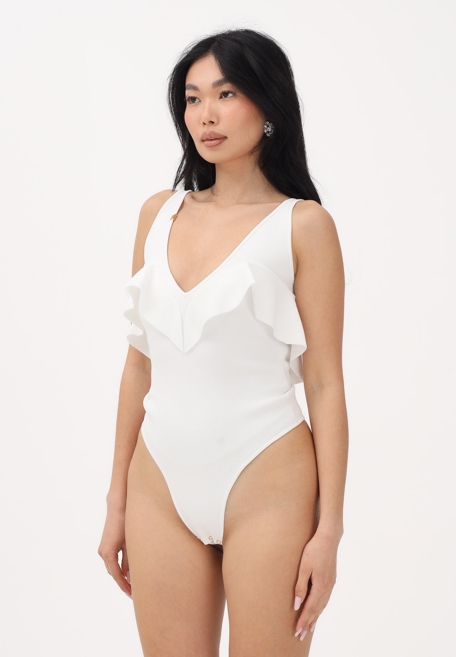 ELISABETTA FRANCHI Body avorio da donna con volant BK86B62E2 360 ELISABETTA FRANCHI 