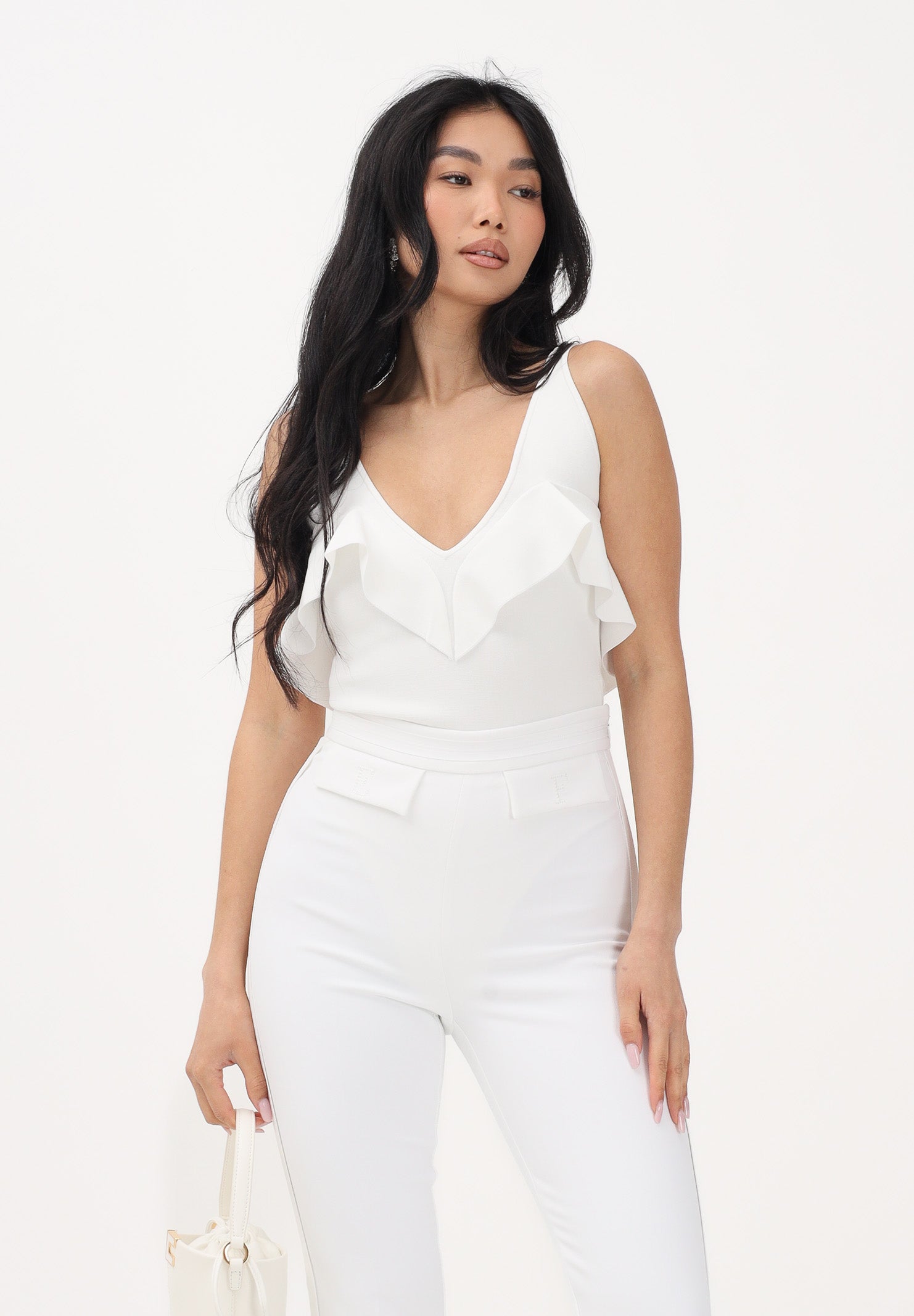 ELISABETTA FRANCHI Body avorio da donna con volant BK86B62E2 360 ELISABETTA FRANCHI 