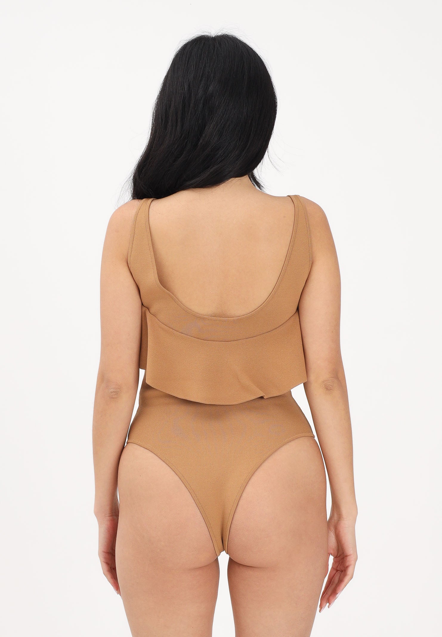 ELISABETTA FRANCHI Body cammello da donna con volant BK86B62E2 AI6 ELISABETTA FRANCHI 