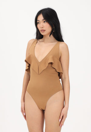ELISABETTA FRANCHI Body cammello da donna con volant BK86B62E2 AI6 ELISABETTA FRANCHI 