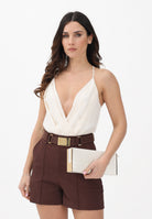 ELISABETTA FRANCHI Body burro da donna con spalline incrociate sul retro BO01461E2 193 ELISABETTA FRANCHI 