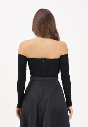ELISABETTA FRANCHI Body nero da donna con drappeggi<BR/> BO01561E2 110 ELISABETTA FRANCHI 