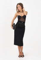 ELISABETTA FRANCHI Body nero da donna in tulle jacquard con monogram BO02662E2 110 ELISABETTA FRANCHI 