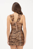 ELISABETTA FRANCHI Body cammello da donna con stampa tigre<BR/> BO03362E2 470 ELISABETTA FRANCHI 