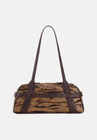 ELISABETTA FRANCHI Borsa a spalla cammello e marrone da donna con stampa tigre<BR/> BS11A62E2 470 ELISABETTA FRANCHI 
