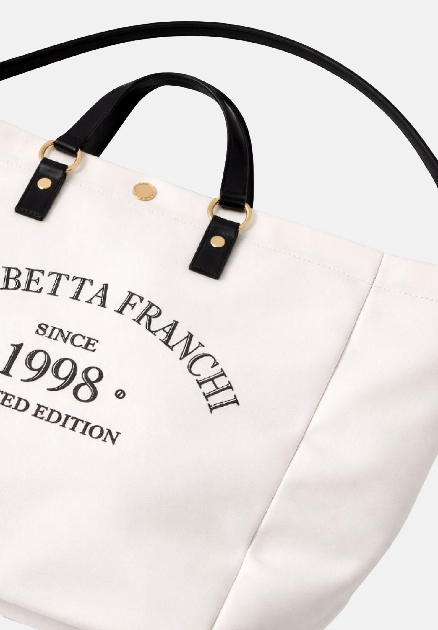 ELISABETTA FRANCHI Borsa mare avorio e nera da donna con logo BS14A62E2 309 ELISABETTA FRANCHI 