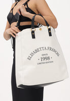 ELISABETTA FRANCHI Borsa mare avorio e nera da donna con logo BS14A62E2 309 ELISABETTA FRANCHI 