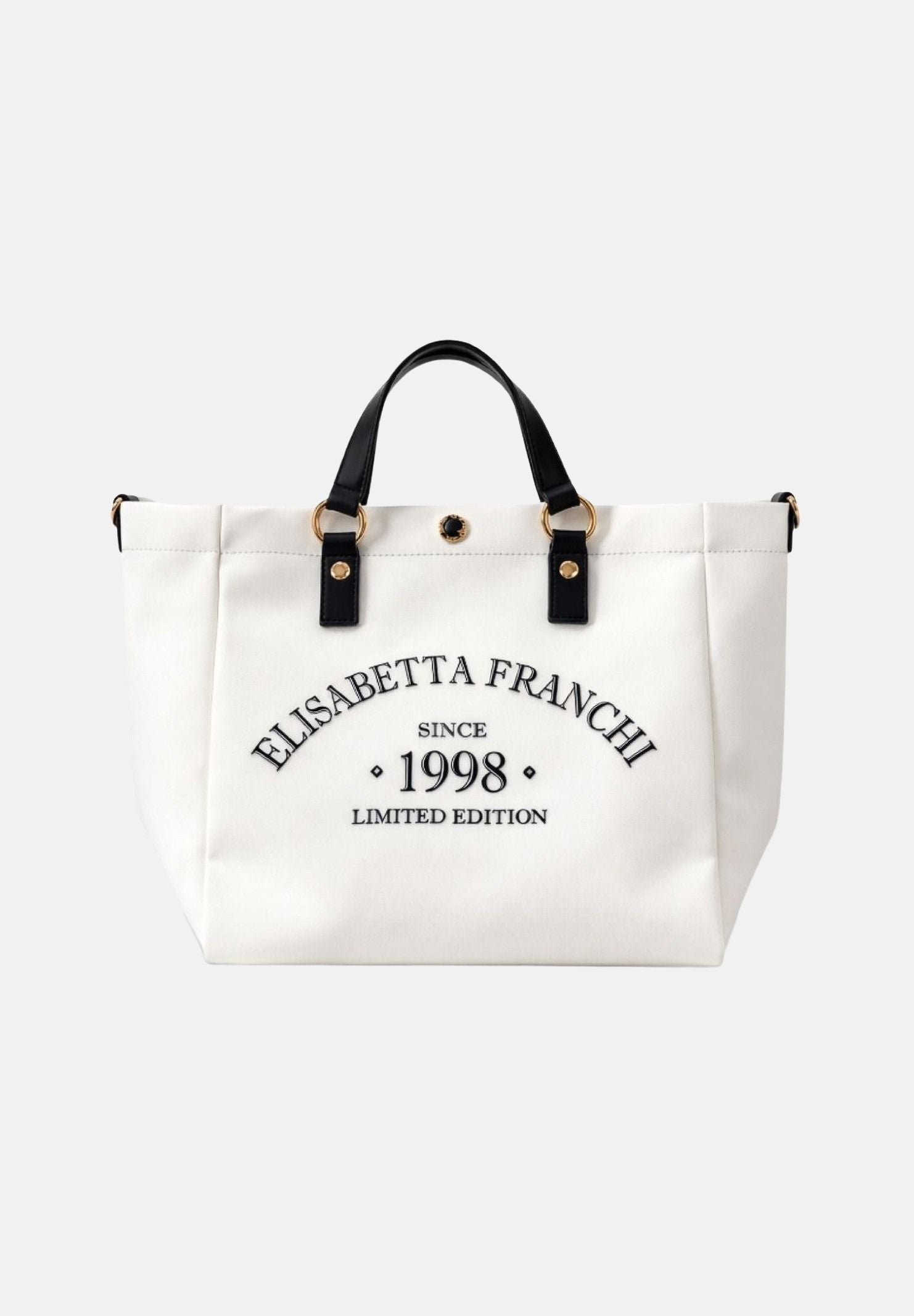 ELISABETTA FRANCHI Borsa mare avorio e nera da donna con logo BS14A62E2 309 ELISABETTA FRANCHI 