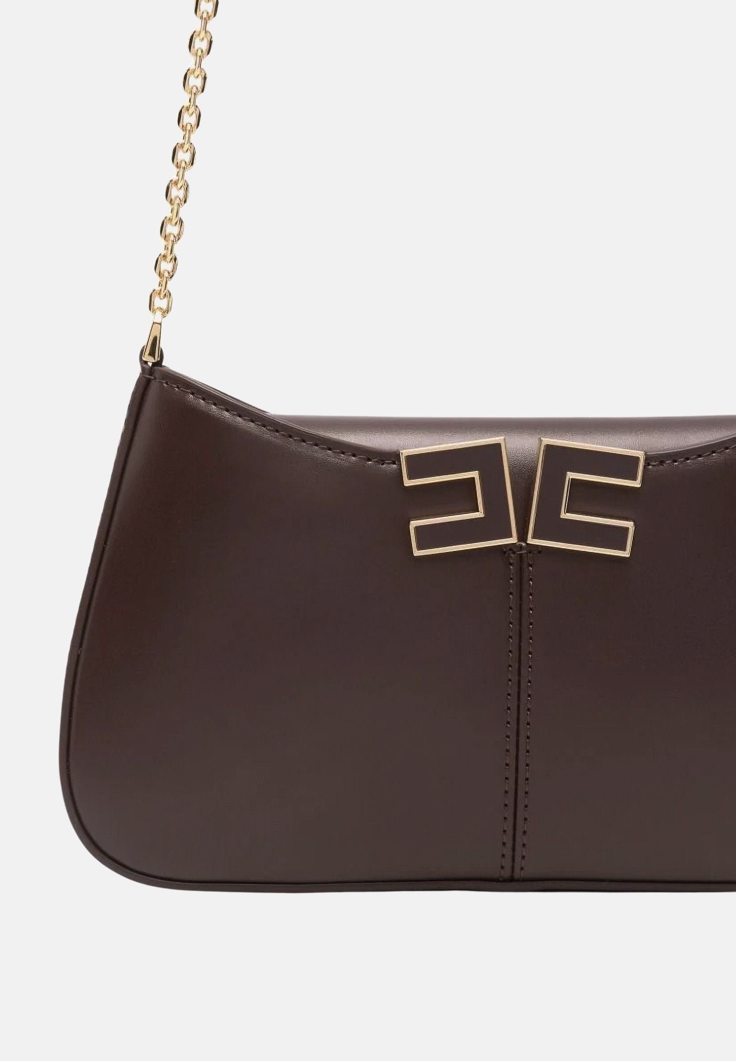 ELISABETTA FRANCHI Borsa a spalla cacao da donna con dettaglio logo BS93A61E2 644 ELISABETTA FRANCHI 