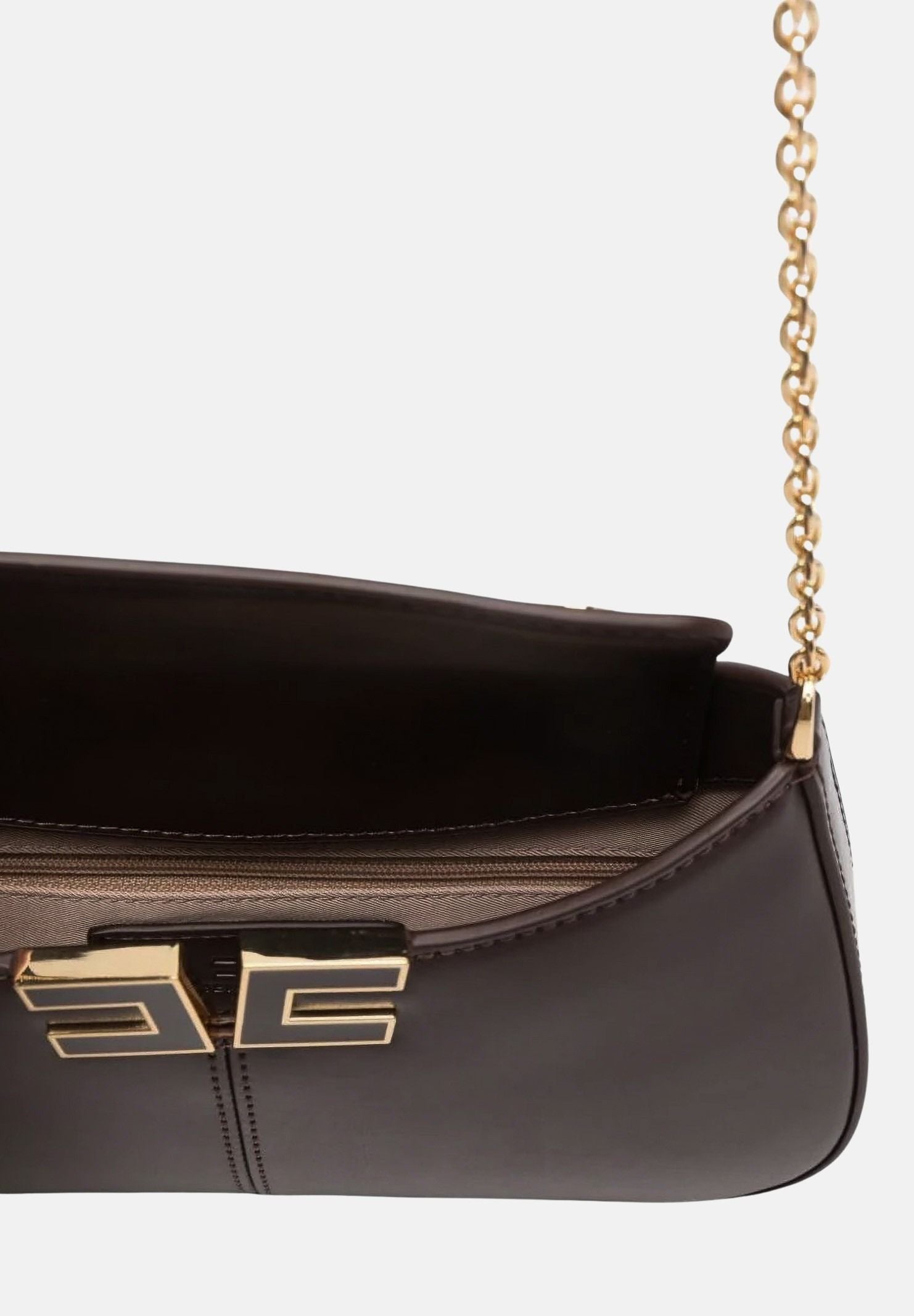ELISABETTA FRANCHI Borsa a spalla cacao da donna con dettaglio logo BS93A61E2 644 ELISABETTA FRANCHI 
