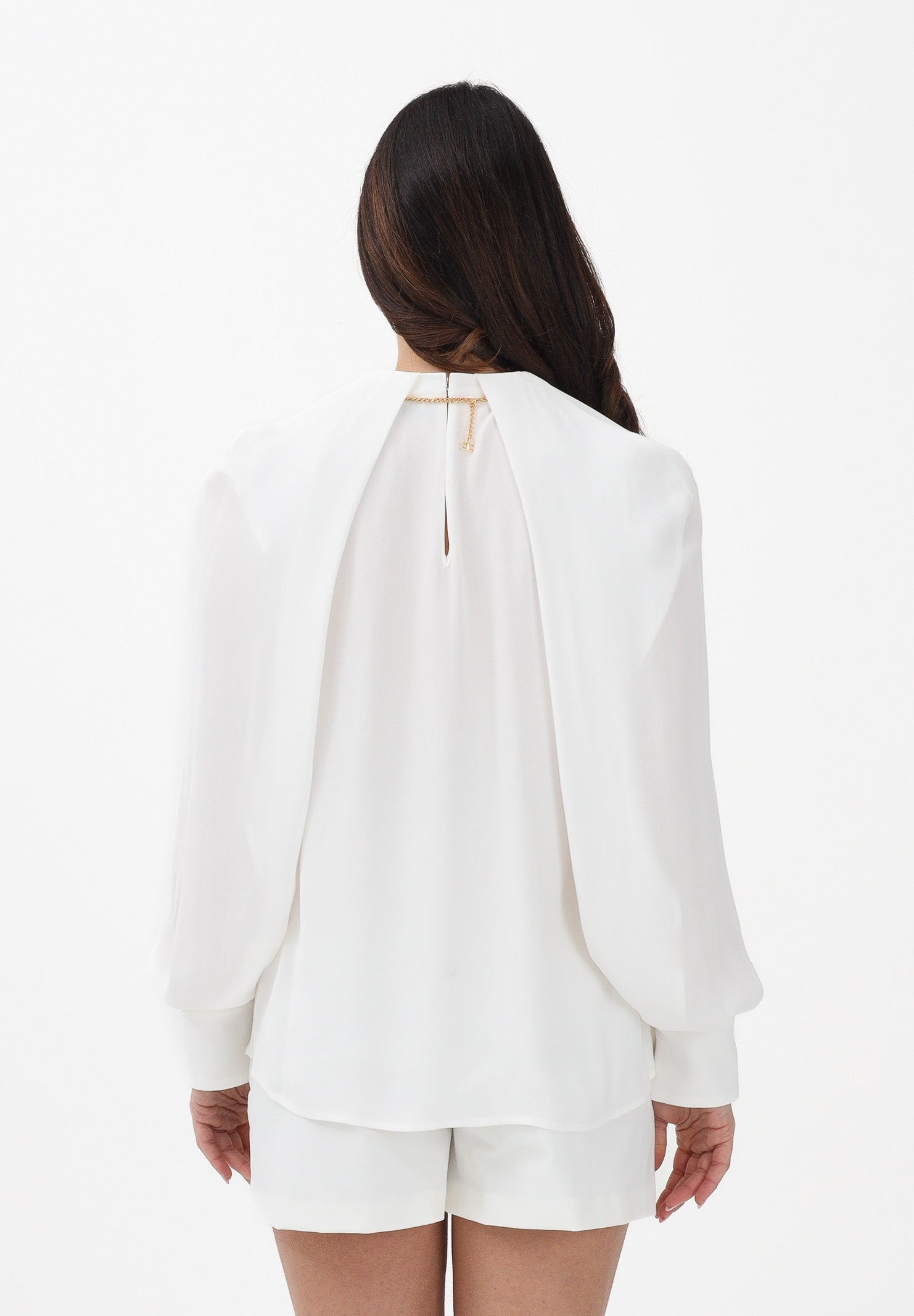 ELISABETTA FRANCHI Blusa avorio da donna con dettaglio gioiello CA12961E2 360 ELISABETTA FRANCHI 
