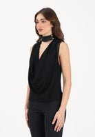 ELISABETTA FRANCHI Top elegante nero da donna  in georgette di viscosa CA13461E2 110 ELISABETTA FRANCHI 