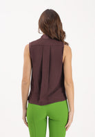 ELISABETTA FRANCHI Top elegante cacao da donna  in georgette di viscosa CA13461E2 644 ELISABETTA FRANCHI 