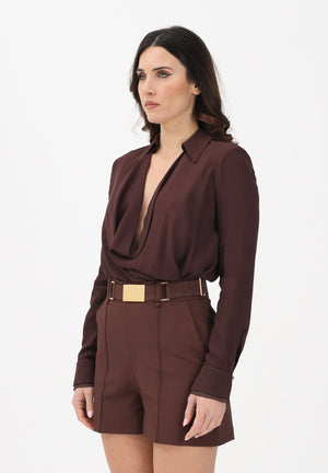 ELISABETTA FRANCHI Body a manica lunga cacao da donna CB00261E2 644 ELISABETTA FRANCHI 