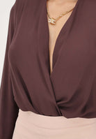 ELISABETTA FRANCHI Body a manica lunga cacao da donna con collana CB00762E2 644 ELISABETTA FRANCHI 