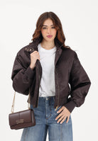 ELISABETTA FRANCHI Bomber marrone da donna in taffettà GB06D63E2 EV9 ELISABETTA FRANCHI 
