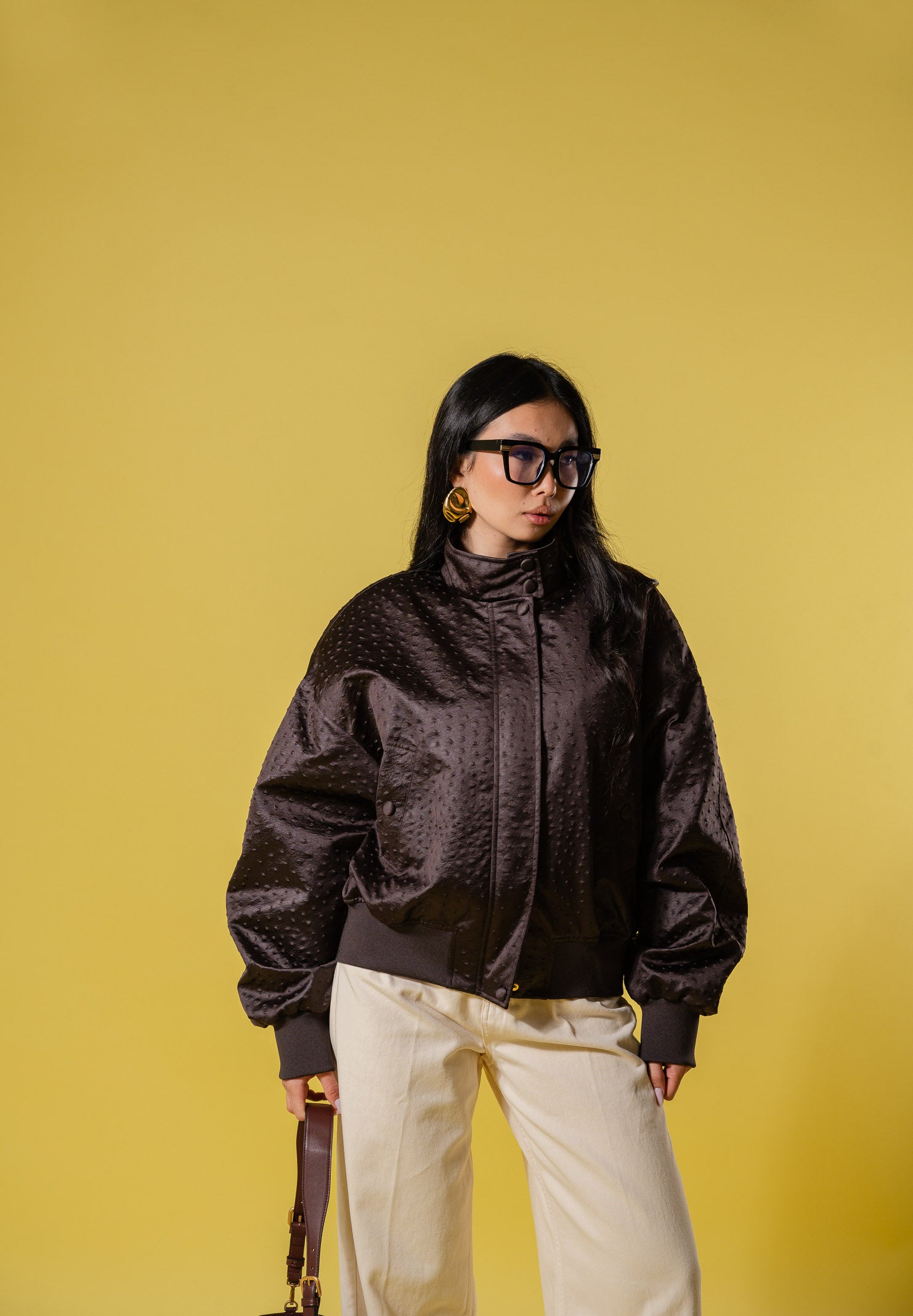 ELISABETTA FRANCHI Bomber marrone da donna in taffettà GB06D63E2 EV9 ELISABETTA FRANCHI 