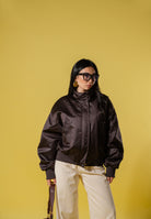 ELISABETTA FRANCHI Bomber marrone da donna in taffettà GB06D63E2 EV9 ELISABETTA FRANCHI 