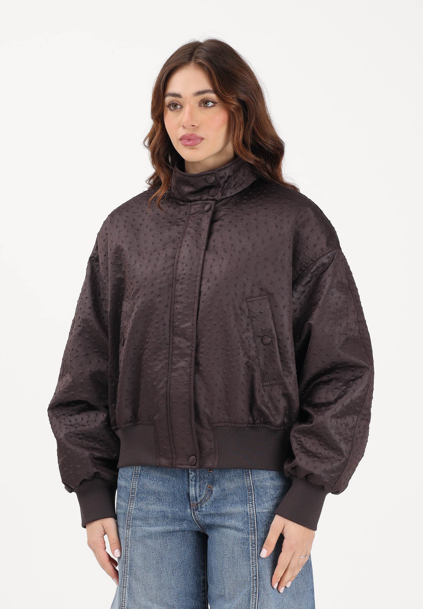 ELISABETTA FRANCHI Bomber marrone da donna in taffettà GB06D63E2 EV9 ELISABETTA FRANCHI 