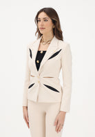 ELISABETTA FRANCHI Giacca monopetto burro e nera da donna con cut-out bicolore GI19861E2 E84 ELISABETTA FRANCHI 