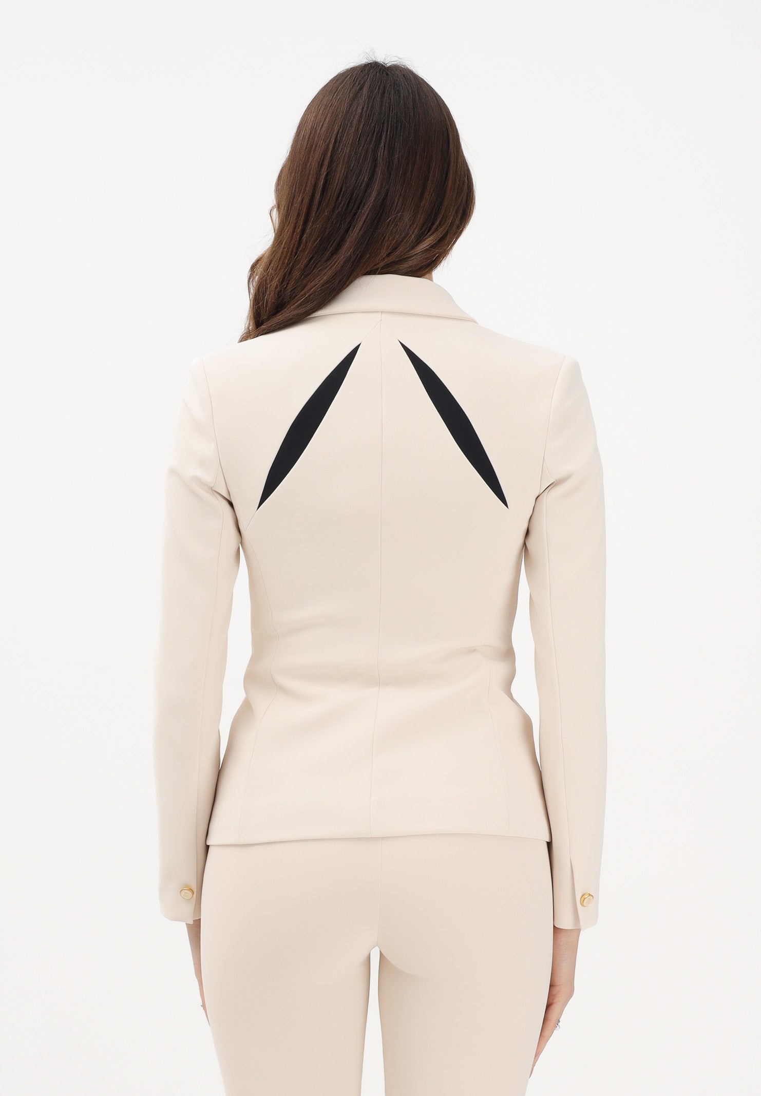 ELISABETTA FRANCHI Giacca monopetto burro e nera da donna con cut-out bicolore GI19861E2 E84 ELISABETTA FRANCHI 