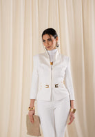 ELISABETTA FRANCHI Giacca avorio da donna con cinturini laterali GI20261E2 360 ELISABETTA FRANCHI 