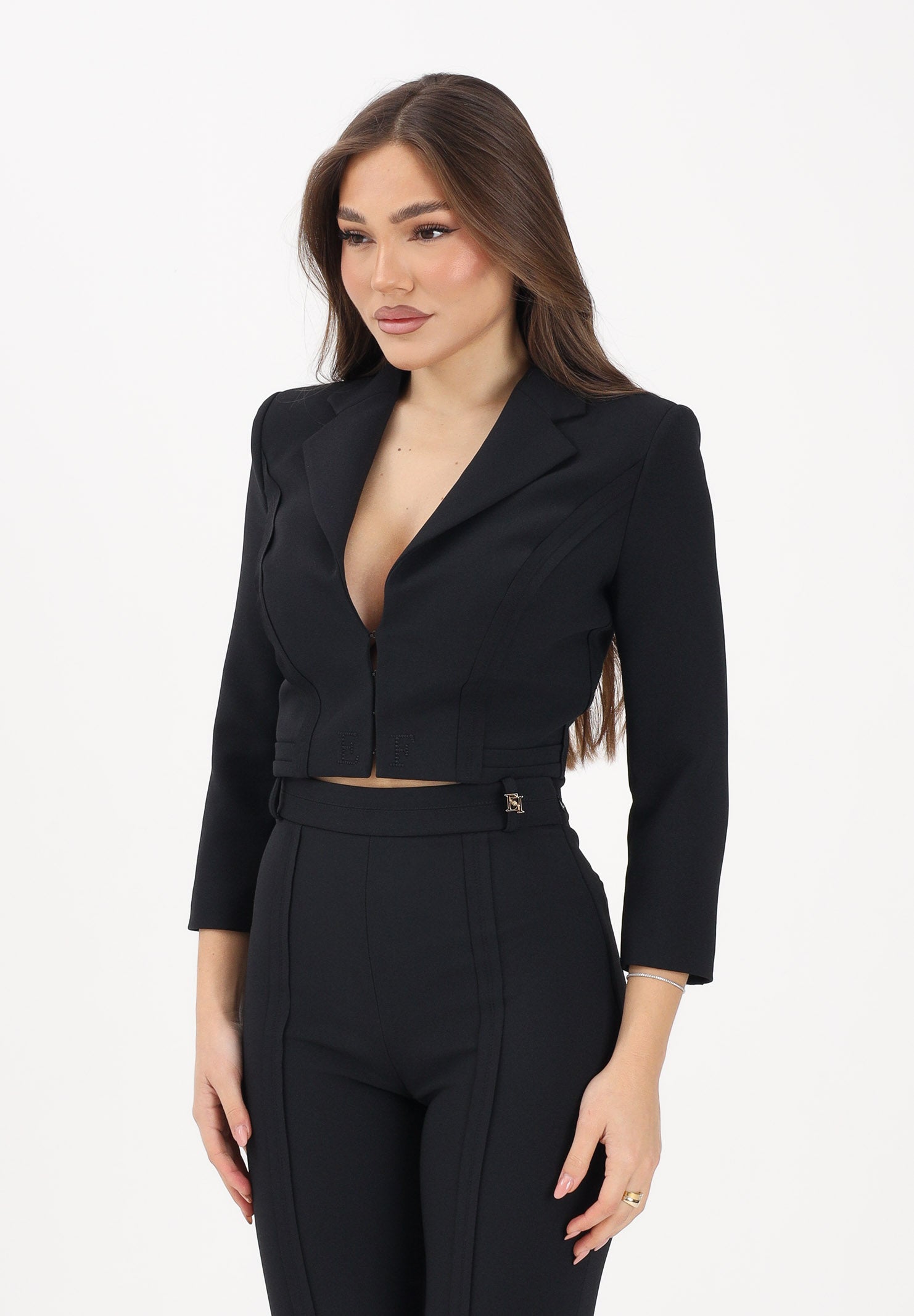 ELISABETTA FRANCHI Giacca crop nera da donna GI22261E2 110 ELISABETTA FRANCHI 