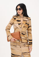 ELISABETTA FRANCHI Giacca monopetto beige da donna con stampa tigre<BR/> GI23762E2 470 ELISABETTA FRANCHI 