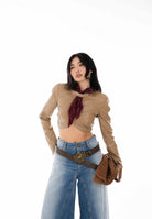 ELISABETTA FRANCHI Giubbotto in ecopelle argilla da donna GI24062E2 229 ELISABETTA FRANCHI 