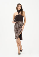 ELISABETTA FRANCHI Gonna midi cacao da donna con stampa alligatore<BR/> GO14961E2 644 ELISABETTA FRANCHI 