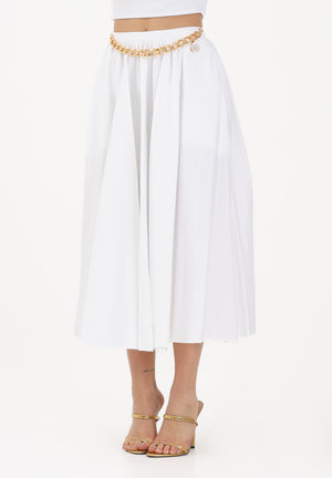 ELISABETTA FRANCHI Gonna midi bianca da donna con dettaglio gioiello GO16061E2 100 ELISABETTA FRANCHI 