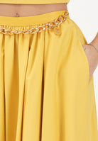 ELISABETTA FRANCHI Gonna midi gialla da donna con dettaglio gioiello GO16061E2 EV4 ELISABETTA FRANCHI 
