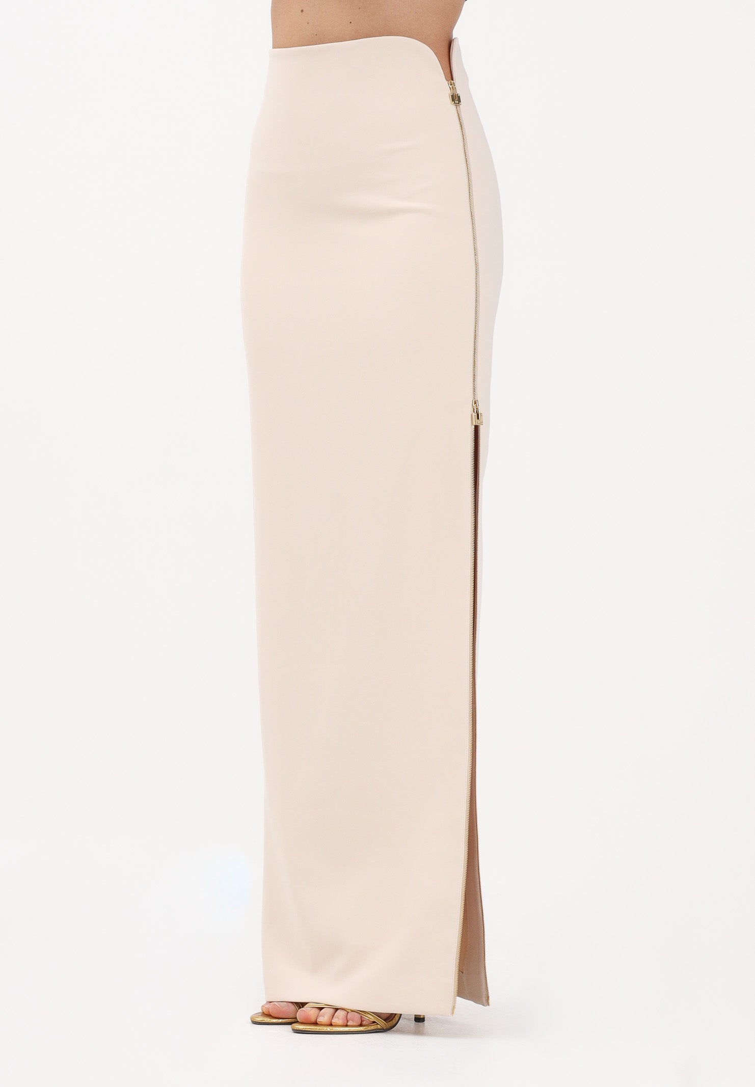 ELISABETTA FRANCHI Gonna lunga burro da donna con zip gioiello GO16561E2 193 ELISABETTA FRANCHI 