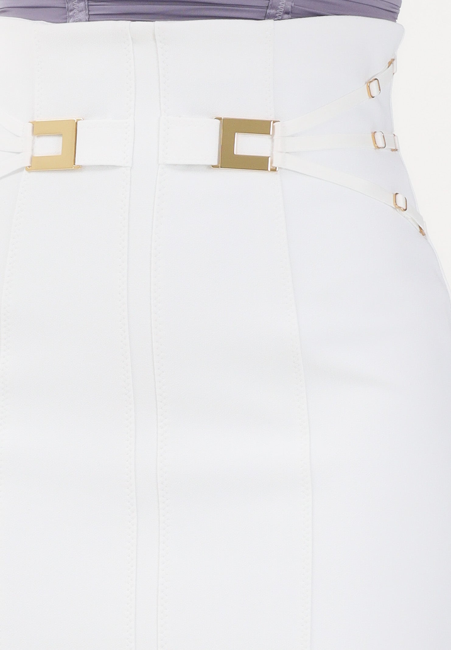 ELISABETTA FRANCHI Gonna corta avorio da donna con elastici GO16761E2 360 ELISABETTA FRANCHI 