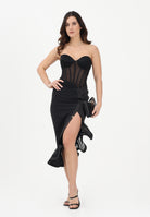 ELISABETTA FRANCHI Gonna midi nera da donna con balza<BR/> GO18062E2 110 ELISABETTA FRANCHI 