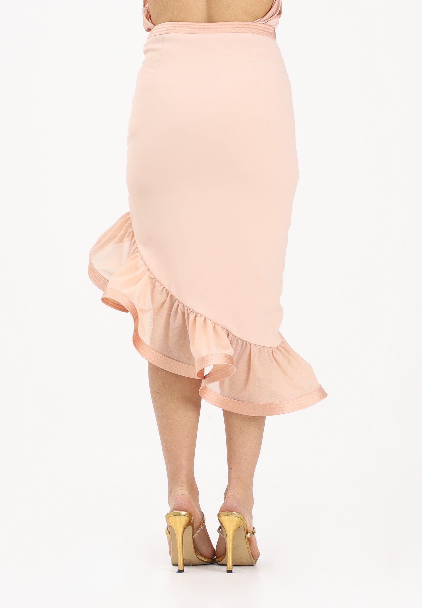 ELISABETTA FRANCHI Gonna midi nude da donna con balza GO18062E2 EA1 ELISABETTA FRANCHI 