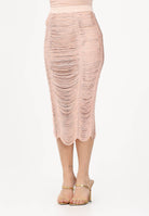 ELISABETTA FRANCHI Gonna midi nude da donna con frange GO18163E2 EA1 ELISABETTA FRANCHI 