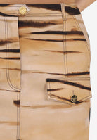 ELISABETTA FRANCHI Gonna midi beige da donna con stampa tigre<BR/> GO18362E2 470 ELISABETTA FRANCHI 