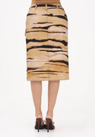 ELISABETTA FRANCHI Gonna midi beige da donna con stampa tigre<BR/> GO18362E2 470 ELISABETTA FRANCHI 