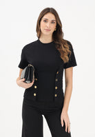ELISABETTA FRANCHI T-shirt a manica corta nera da donna con applicazioni di bottoni decorativi MA00461E2 110 ELISABETTA FRANCHI 