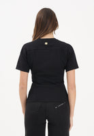 ELISABETTA FRANCHI T-shirt a manica corta nera da donna con applicazioni di bottoni decorativi MA00461E2 110 ELISABETTA FRANCHI 