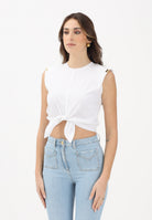 ELISABETTA FRANCHI T-shirt smanicata bianca da donna con nodo MA01161E2 270 ELISABETTA FRANCHI 